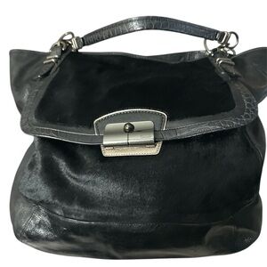 NWT J127819969 Coach Black Leather cow hide Shoulder Bag gunmetal acc